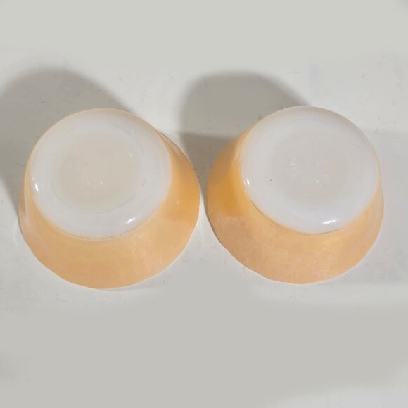 Set of 2 VTG Fire King 6 oz Peach Lustre Scallped Edge Custard Cups #424 Ramekin - Picture 4 of 9